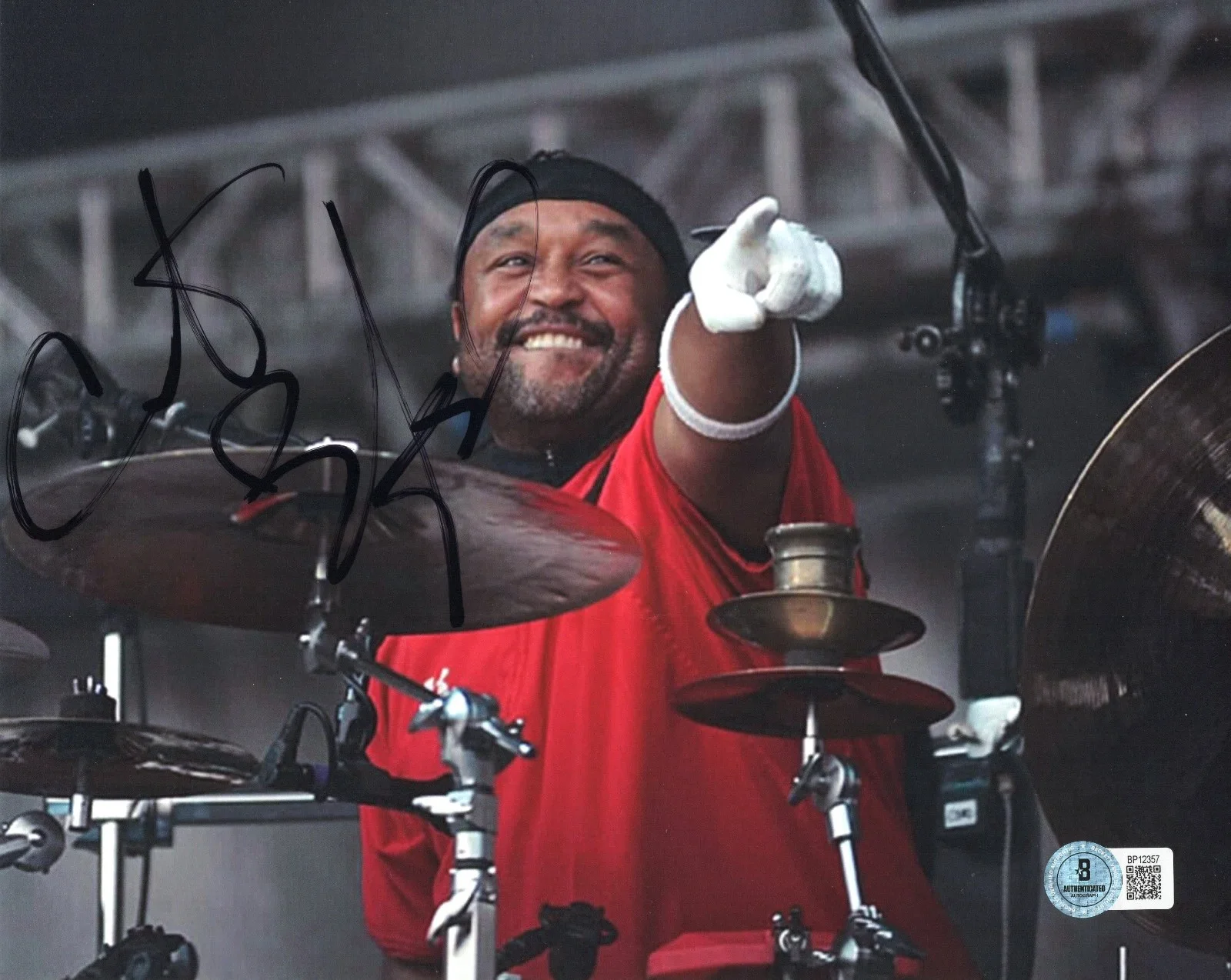 Carter Beauford DMB Dave Matthews Band Signed & Framed 8x10 Photo Beckett BAS!, image 2