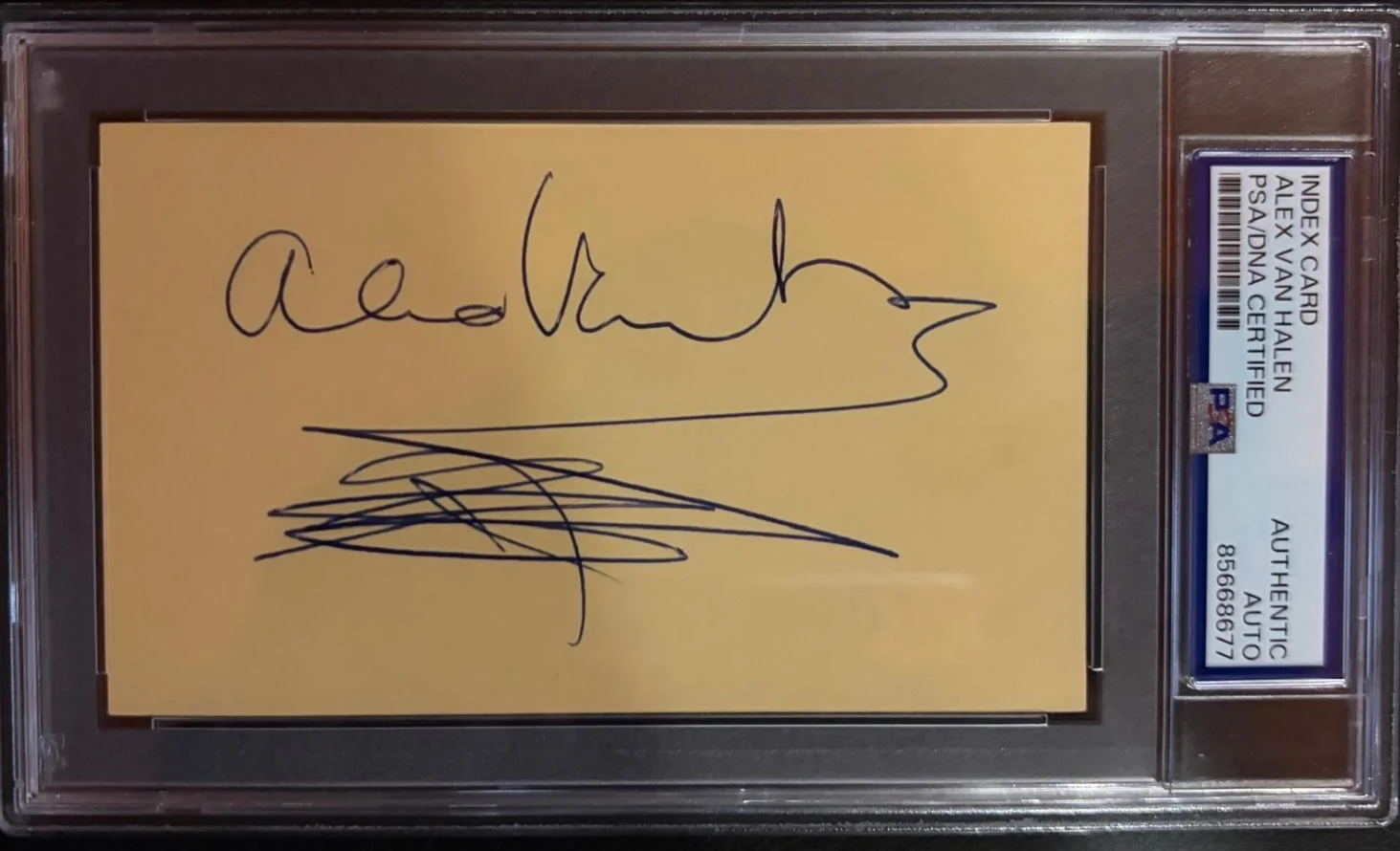 Alex Van Halen — ALEX VAN HALEN SIGNED AUTOGRAPHED INDEX CARD ENCAPSULATED PSA EDDIE VINTAGE B