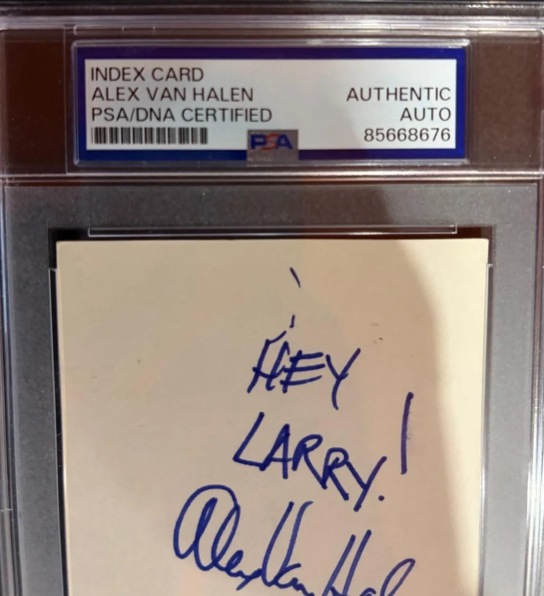 Alex Van Halen — ALEX VAN HALEN SIGNED AUTOGRAPHED INDEX CARD ENCAPSULATED PSA EDDIE VINTAGE A, изображение 3