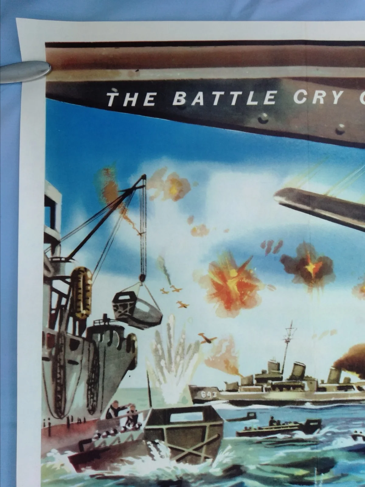 AWAY ALL BOATS (1956) excellent condition original UK quad poster - WW2 US Navy, изображение 3