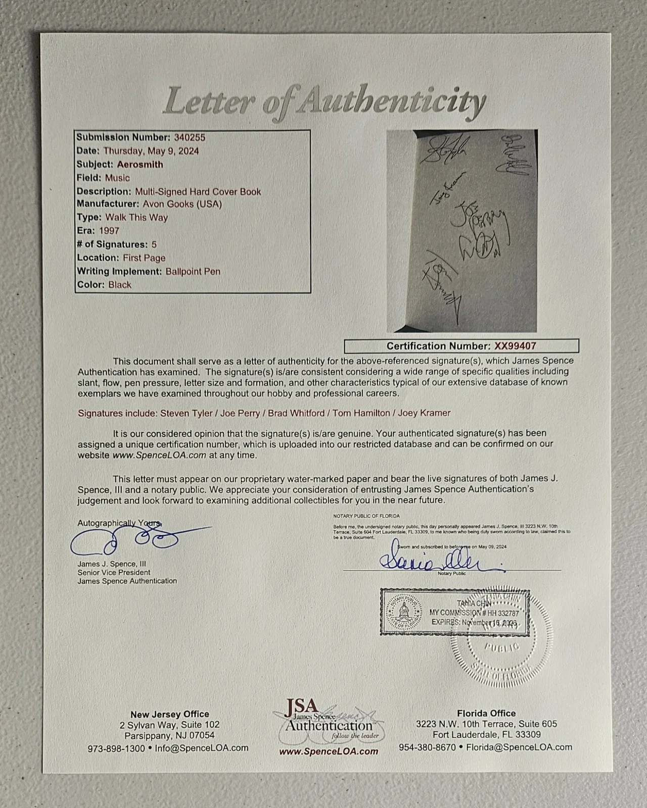 AEROSMITH Complete X5 Signed Book Walk This Way JSA COA Steven Tyler Joe Perry, image 3