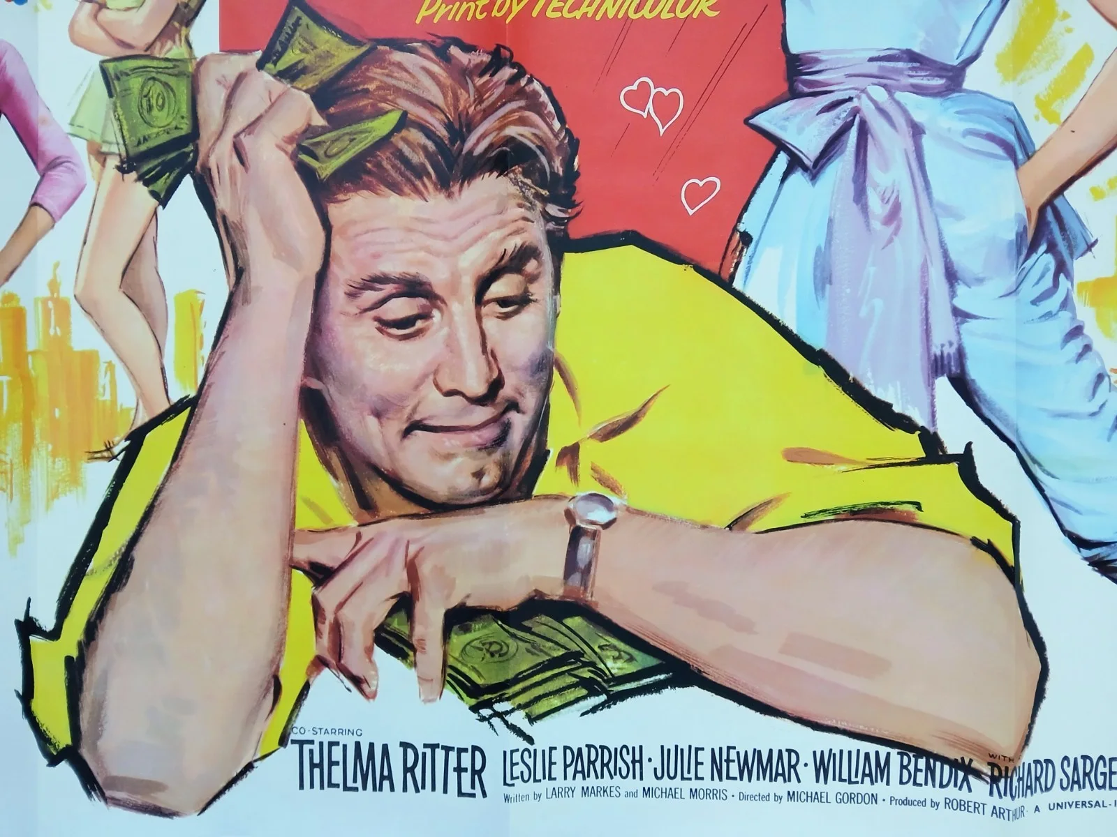 FOR LOVE OR MONEY (1963) original UK quad poster - Kirk Douglas - Chantrell art, изображение 4