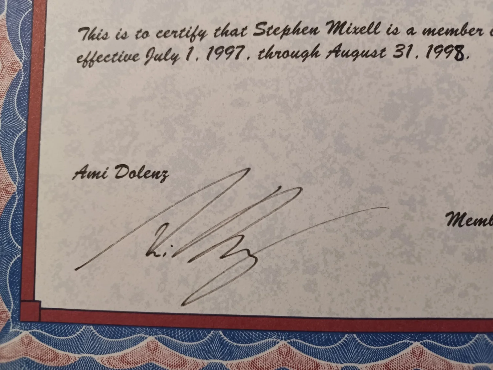 Ami Dolenz Signed Fan Club Certificate - General Hospital, Can't Buy Me Love, изображение 2