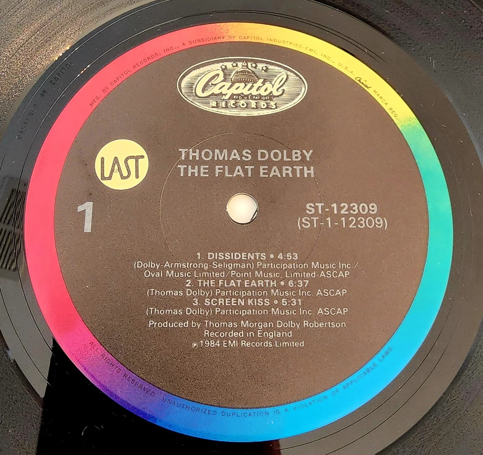 Thomas Dolby Signed The Flat Earth HIGH GRADE VINYL Record RAD, image 3