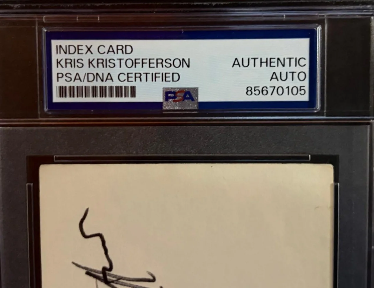 Kris Kristofferson — KRIS KRISTOFFERSON SIGNED INDEX CARD PSA ENCAPSULATED WILLIE NELSON HIGHWAYMEN B, изображение 3