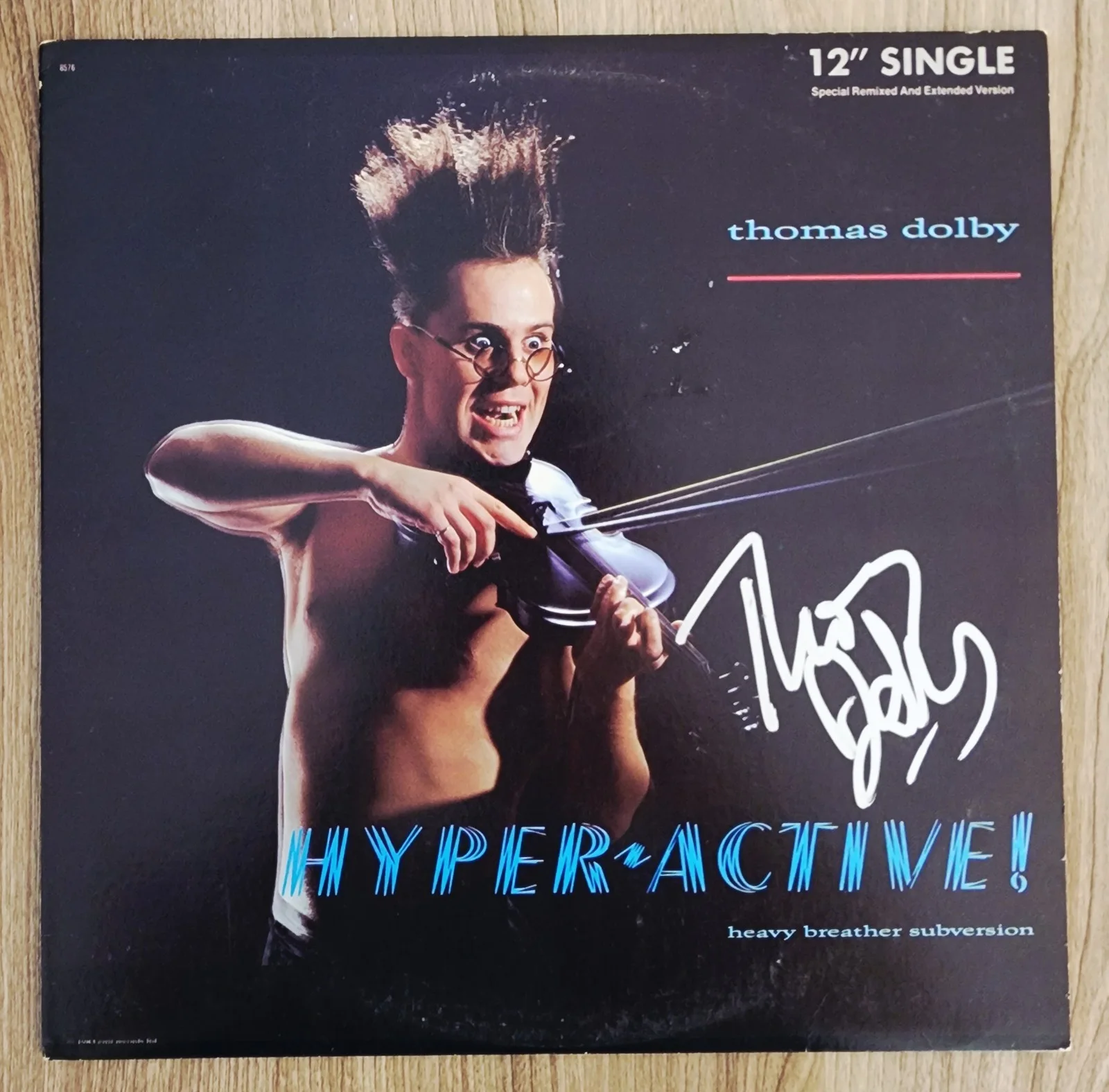 Thomas Dolby Signed Hyper-Active! 12" Single Vinyl Record LEGEND RAD, image 2