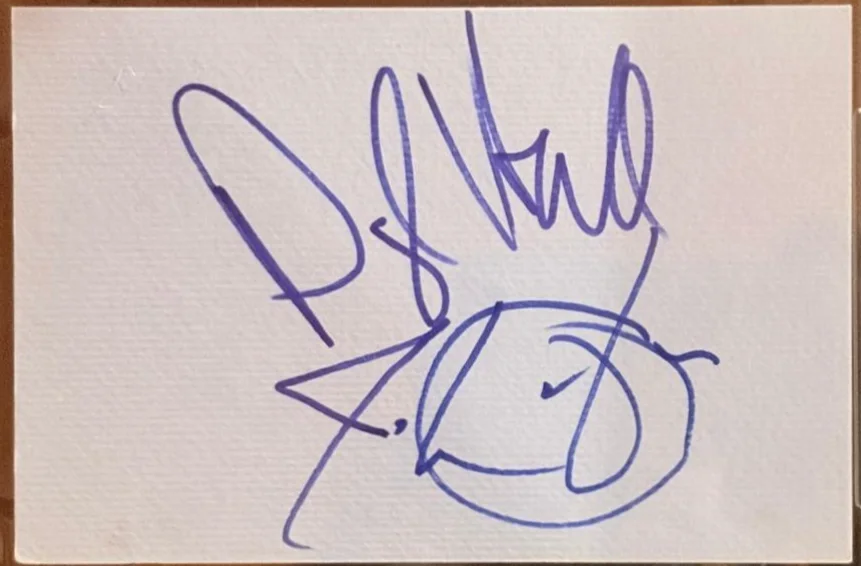 Daryl Hall, John Oates — DARYL HALL & JOHN OATES SIGNED INDEX CARD ENCAPSULATED PSA OUT OF TOUCH B, image 2