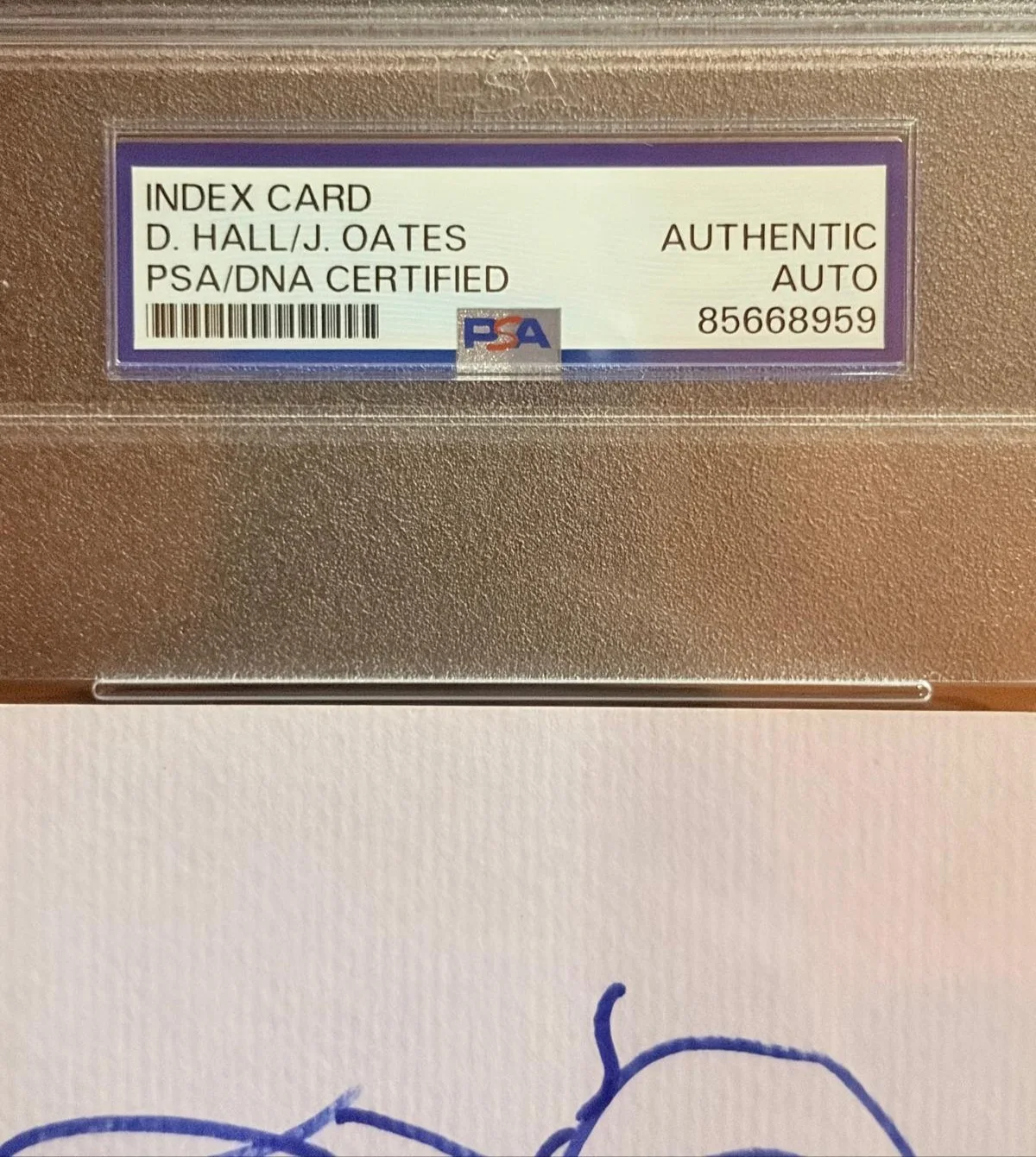 Daryl Hall, John Oates — DARYL HALL & JOHN OATES SIGNED INDEX CARD ENCAPSULATED PSA OUT OF TOUCH B, image 3