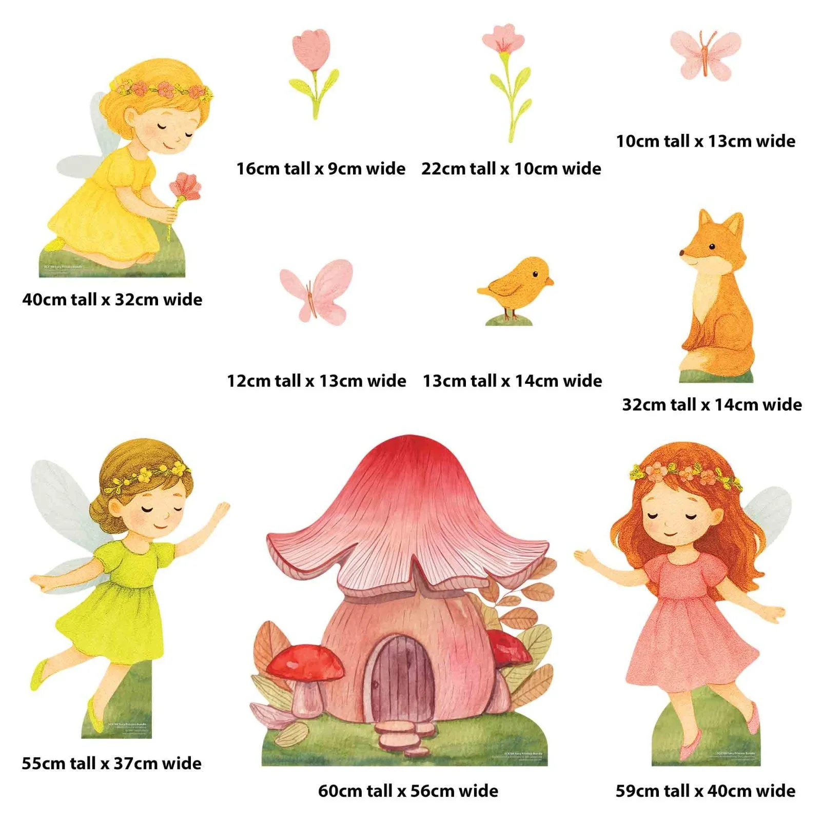 Fairy Princess Toadstool Cardboard Cutout Party Multi Pack of Decorations, image 3
