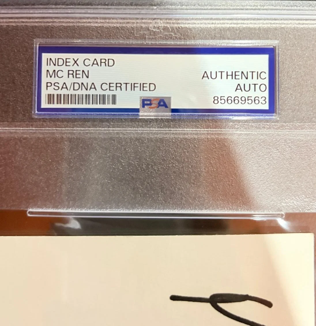 MC REN — MC REN SIGNED AUTOGRAPHED INDEX CARD PSA ENCAPSULATED KIZZ MY BLACK AZZ BAND NWA, image 3
