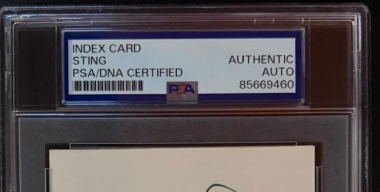 Sting — STING SIGNED INDEX CARD PSA ENCAPSULATED THE POLICE EVERY BREATH YOU TAKE RARE B, изображение 3