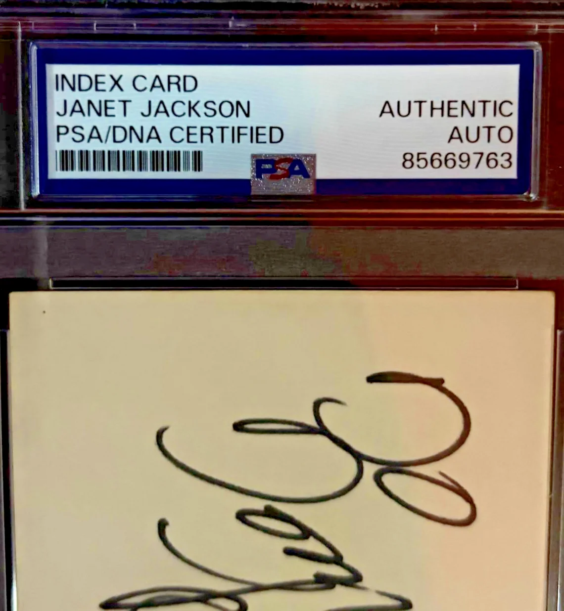 Janet Jackson — JANET JACKSON SIGNED INDEX CARD ENCAPSULATED PSA THAT'S THE WAY LOVE GOES, изображение 3
