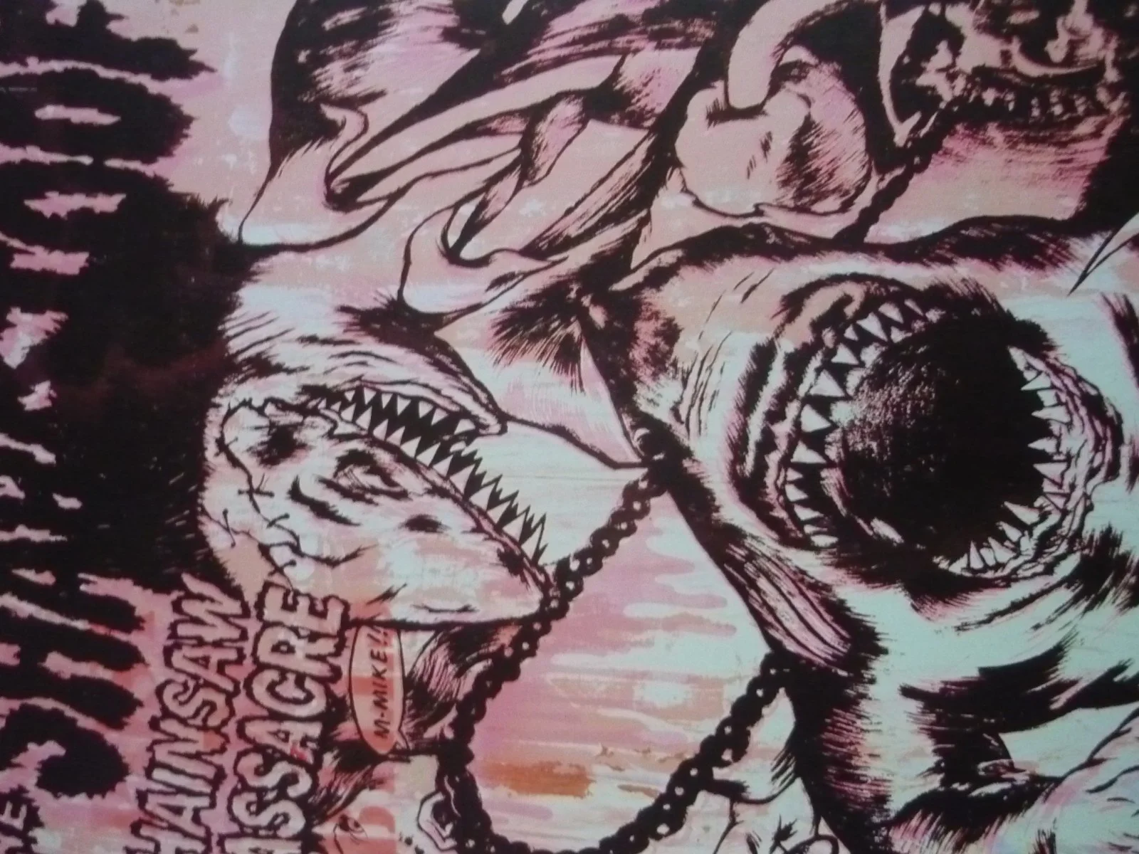 Framed mounted 14x11 inchs Poster sharktoof chainsaw massacre, image 2
