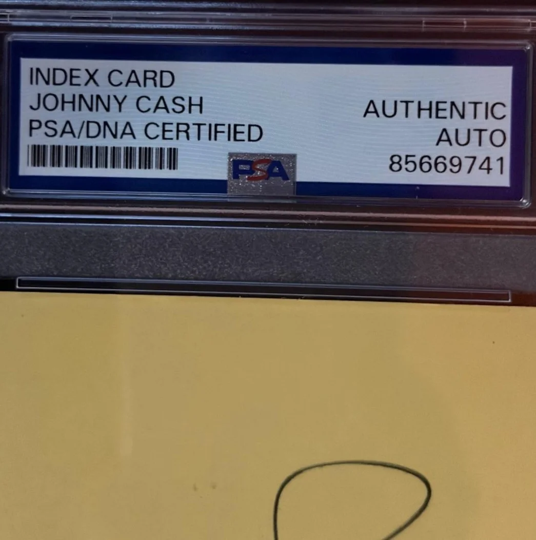Johnny Cash — JOHNNY CASH SIGNED AUTOGRAPH INDEX CARD ENCAPSULATED PSA VINTAGE RING OF FIRE A, изображение 3