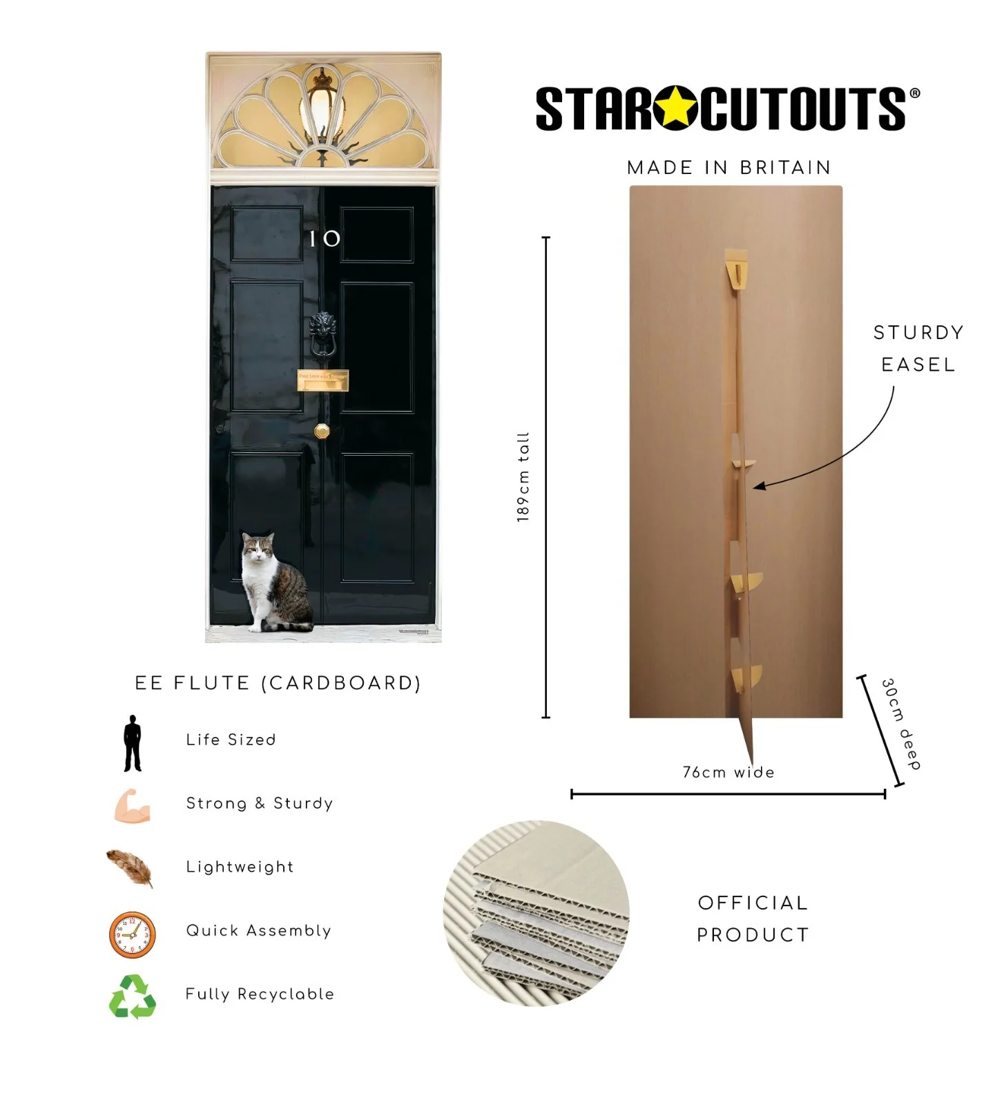 Larry the Cat at 10 Downing Street Cardboard Cutout with Free Mini Standee, image 3