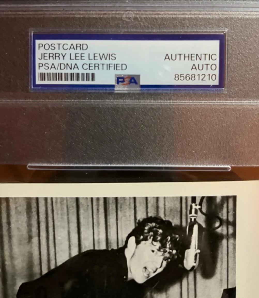 Jerry Lee Lewis — JERRY LEE LEWIS SIGNED AUTOGRAPH POSTCARD PSA ENCAPSULATED THE KILLER CRAZY ARMS, изображение 3