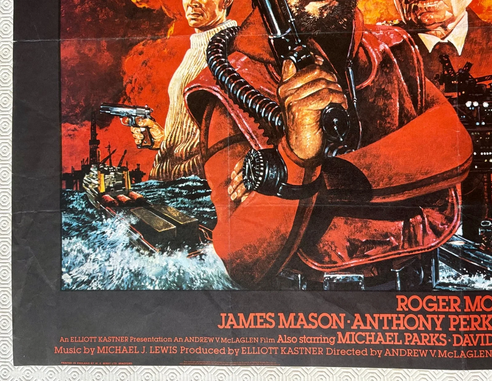 North Sea Hijack Original 1980 Quad Poster Roger Moore James Mason, изображение 2