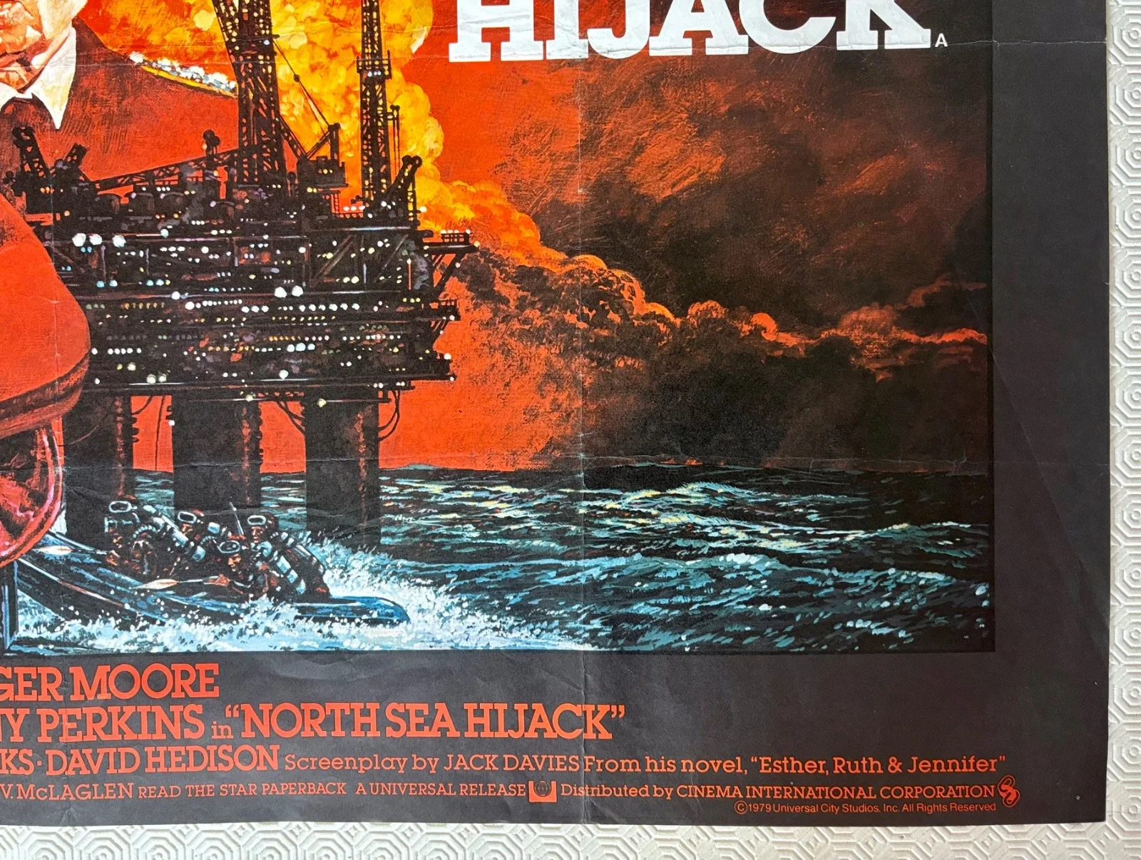 North Sea Hijack Original 1980 Quad Poster Roger Moore James Mason, изображение 3
