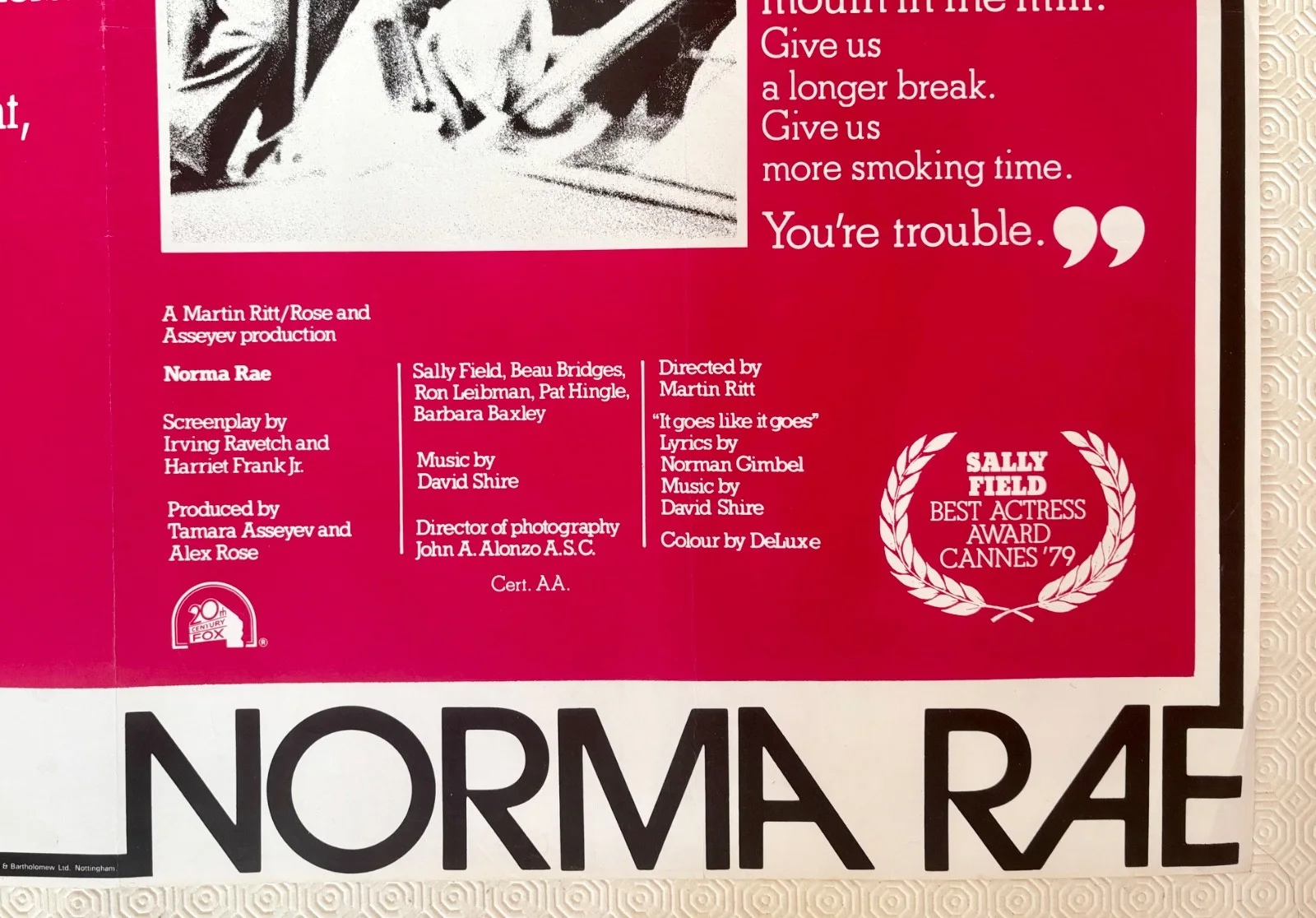 Norma Rae Original 1979 Quad Poster Sally Field Beau Bridges, изображение 3