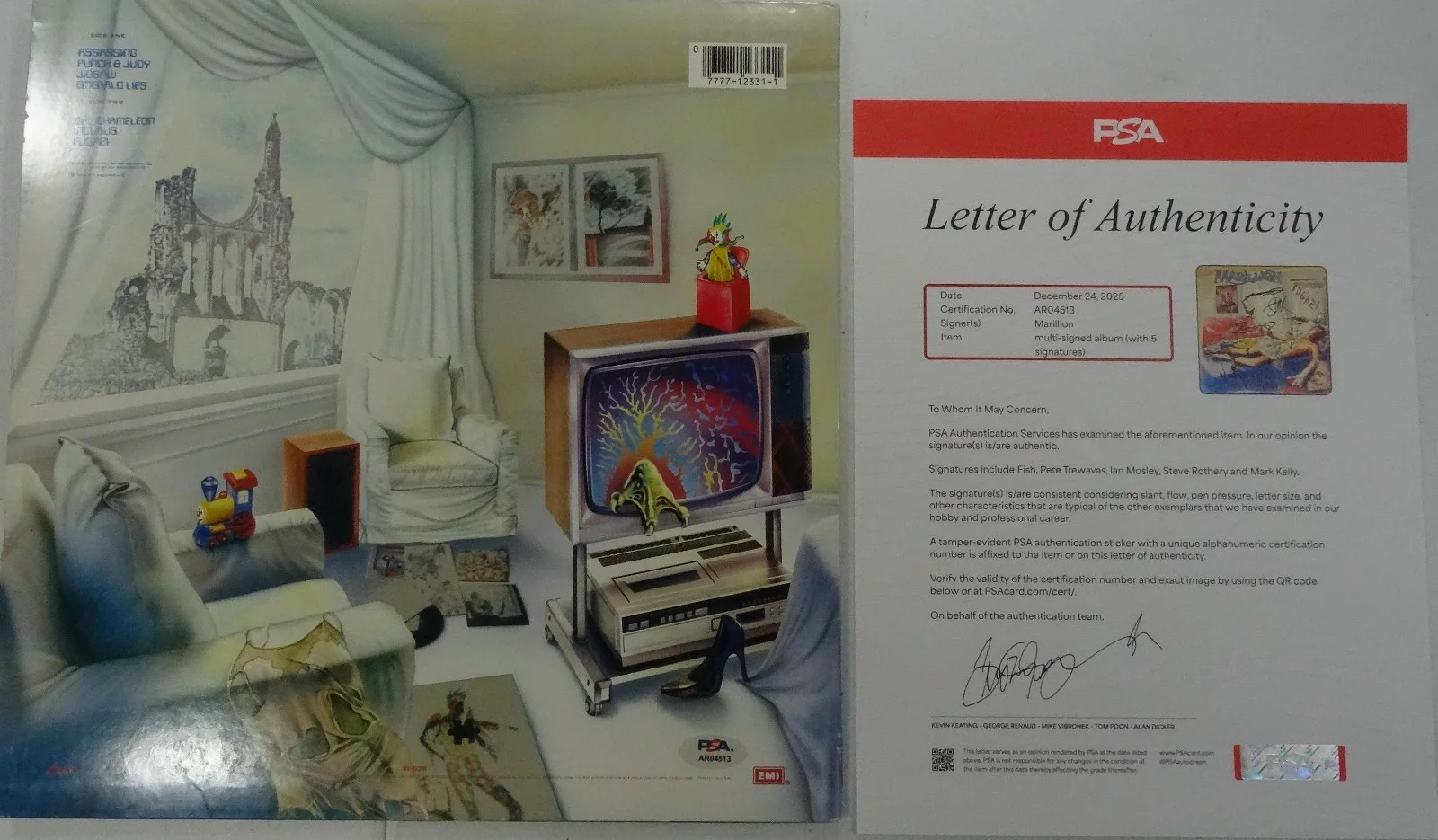 SIGNED MARILLION W/ FISH AUTOGRAPHED 12" LP CERTIFIED AUTHENTIC PSA LOA# AR04513, image 4