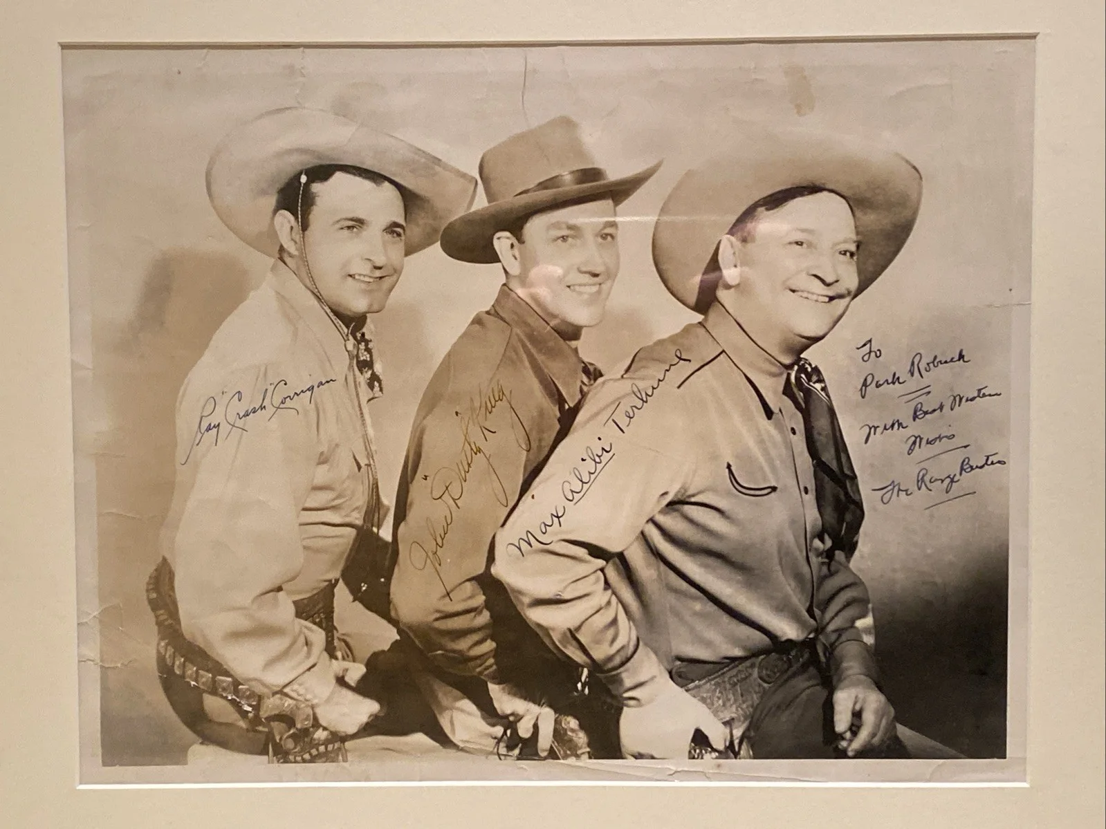 Ray Corrigan, John King, Max Terhune — Ray “Crash” Corrigan & Range Busters 14x11 BW Western PHOTO Inscribed COA SIGNED, image 2