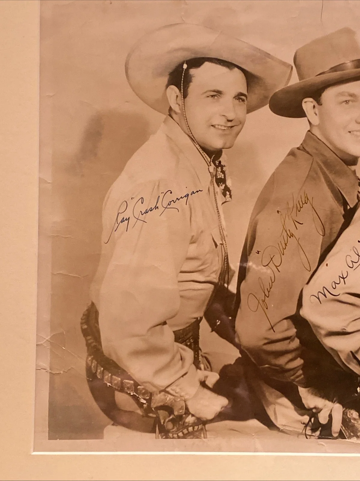 Ray Corrigan, John King, Max Terhune — Ray “Crash” Corrigan & Range Busters 14x11 BW Western PHOTO Inscribed COA SIGNED, image 3