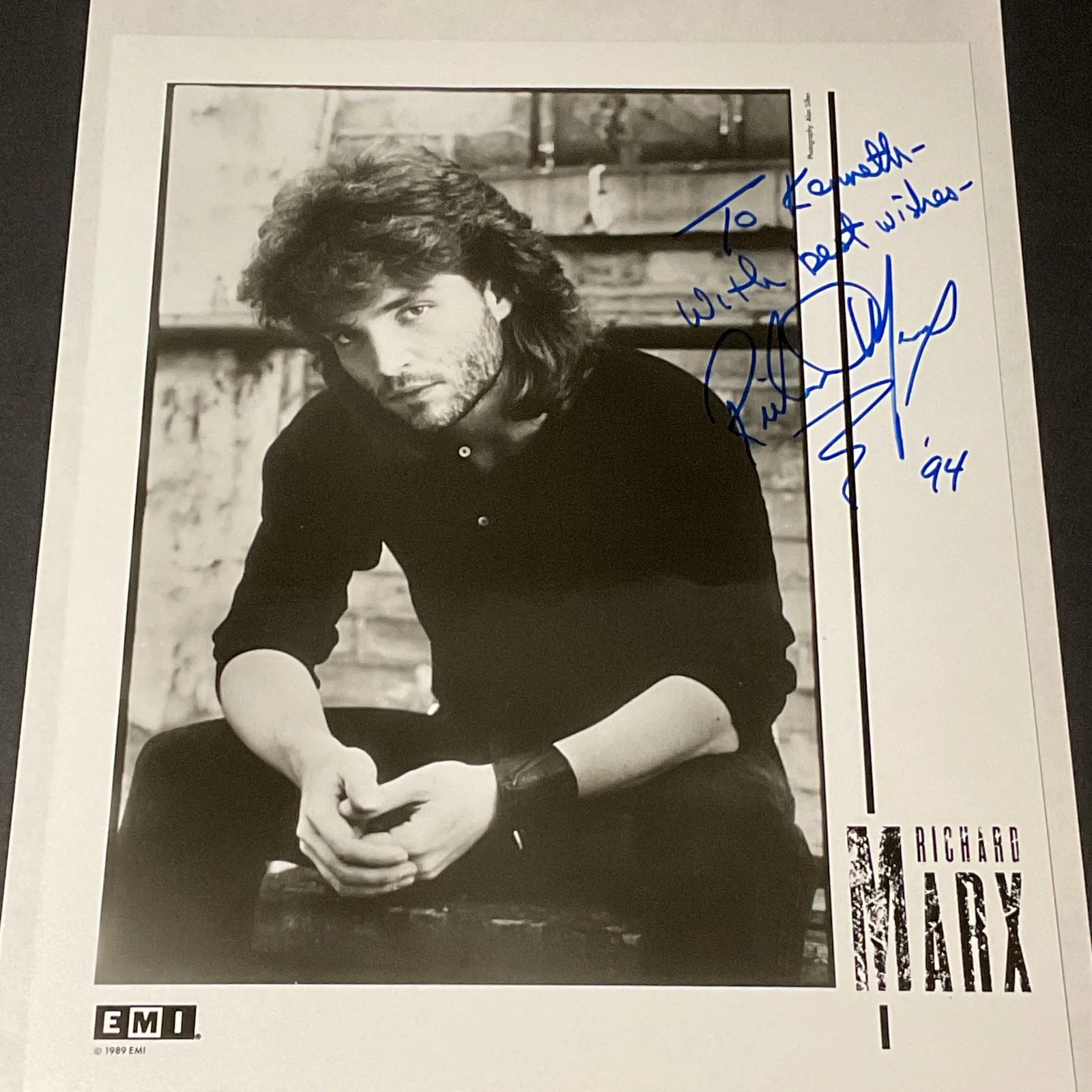 Richard Marx Signed Autograph 8x10 Photo To Kenneth 1994 EMI Music Rock Pop, image 3