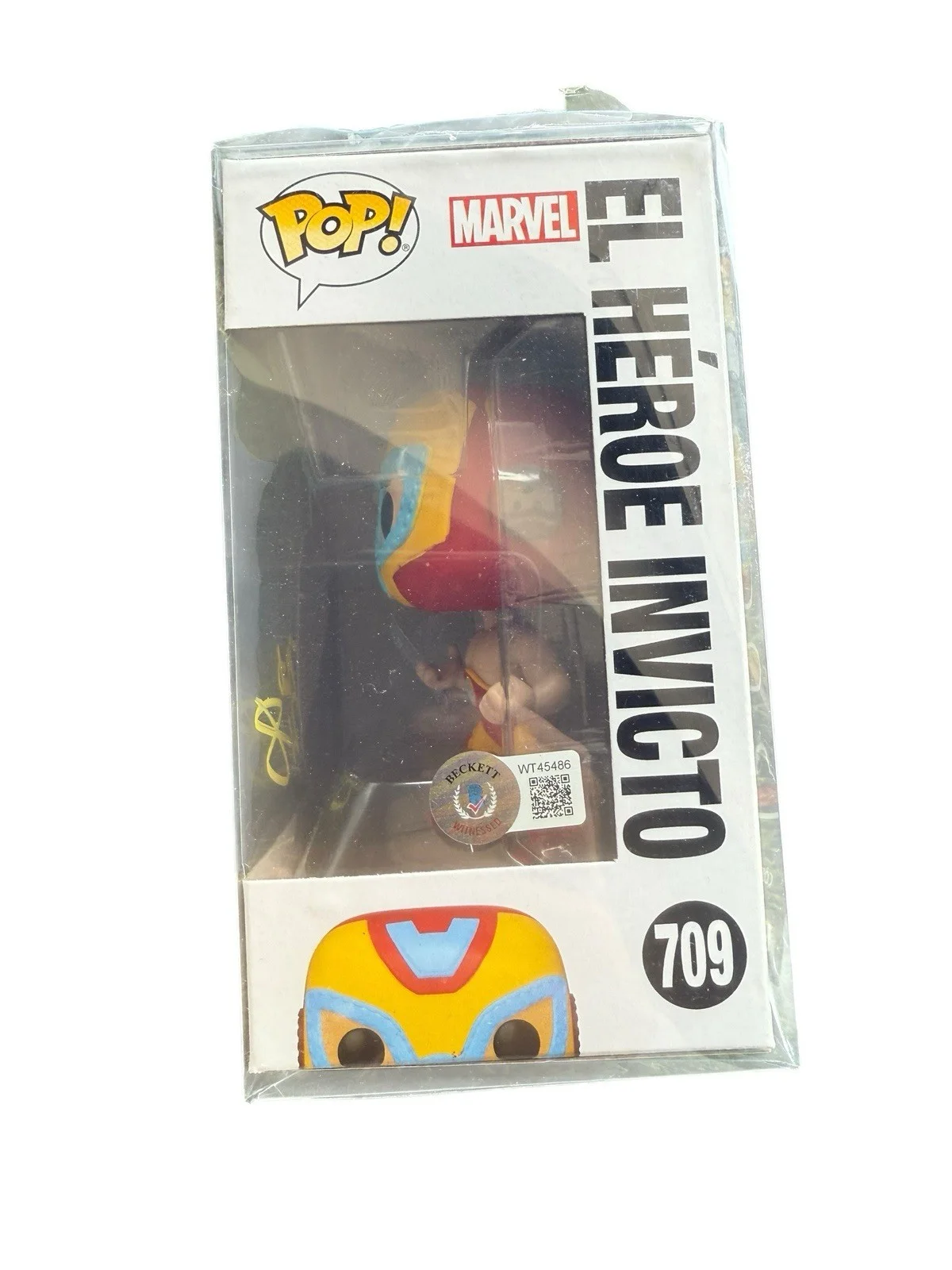 MICK WINGERT Signed Funko Pop Marvel EL HEROE INVICTO Iron Man beckett Autograph, image 2