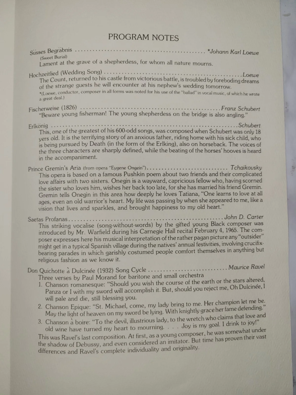 SIGNED William Warfield Recital Program (1982) Legendary Bass-Baritone | Black C, image 3