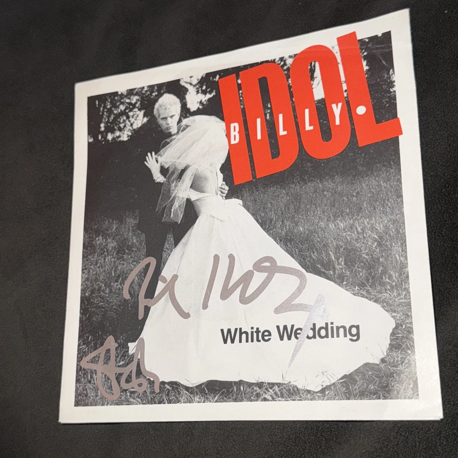 Billy Idol Steve stevens Signed 7" 45 single White Wedding white Vinyl Record VT, image 3