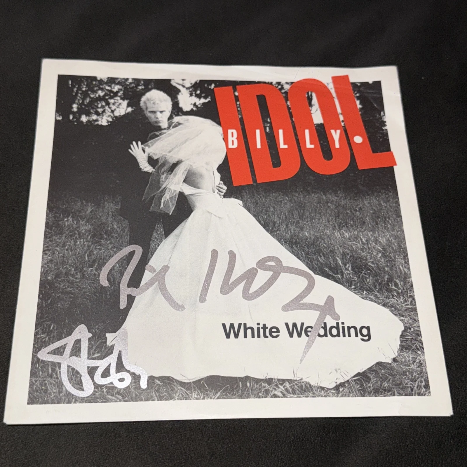 Billy Idol Steve stevens Signed 7" 45 single White Wedding white Vinyl Record VT, image 4