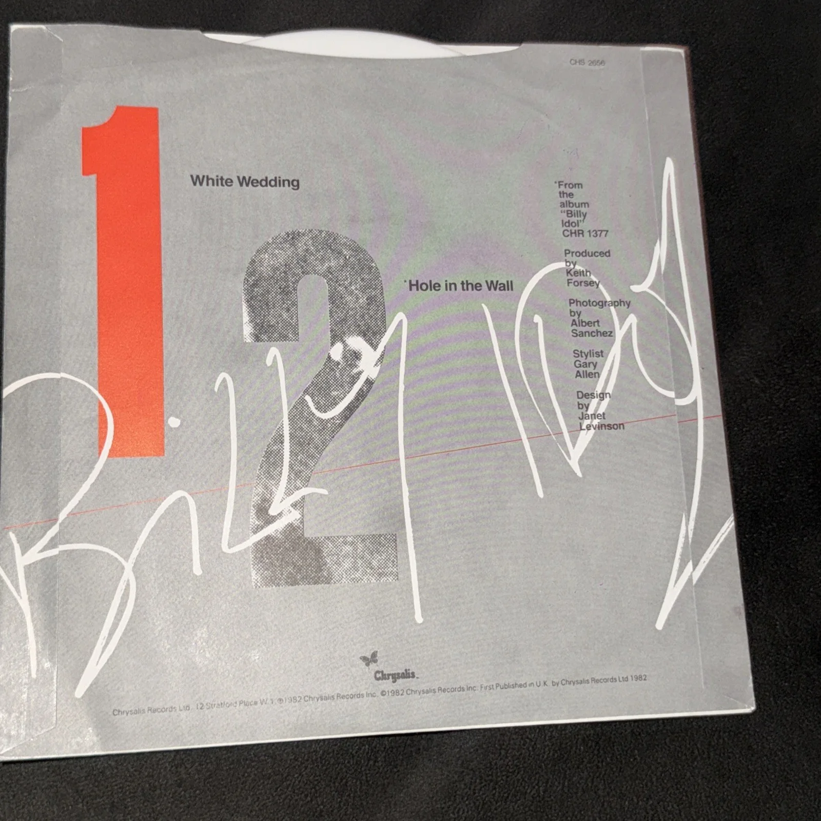 Billy Idol Steve stevens Signed 7" 45 single White Wedding white Vinyl Record VT, image 5