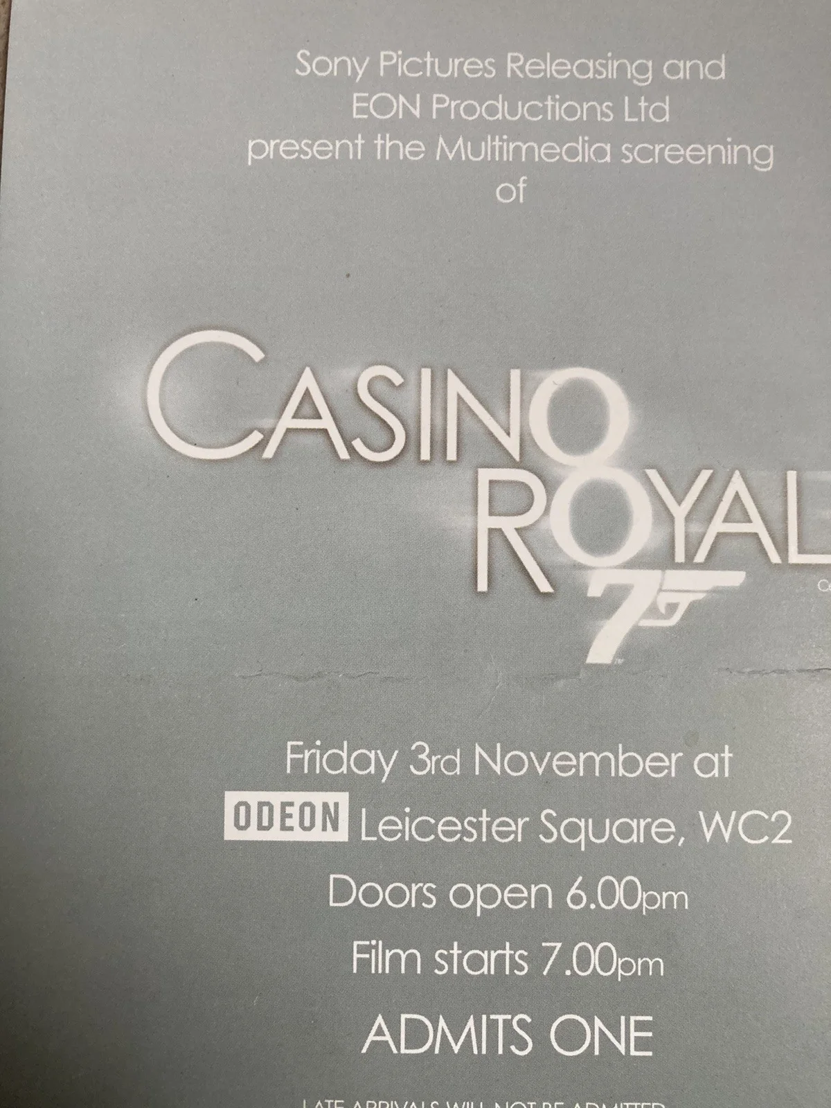 JAMES BOND 007 ORIGINAL CASINO ROYALE MULTI MEDIA SCREENING TICKET, image 4
