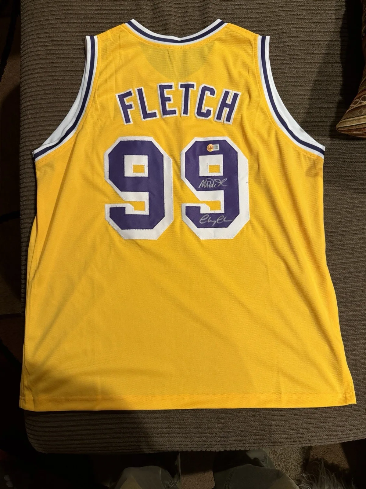 Magic Johnson Chevy Chase Signed Lakers Jersey Fletch Autograph BAS Authentic, image 2