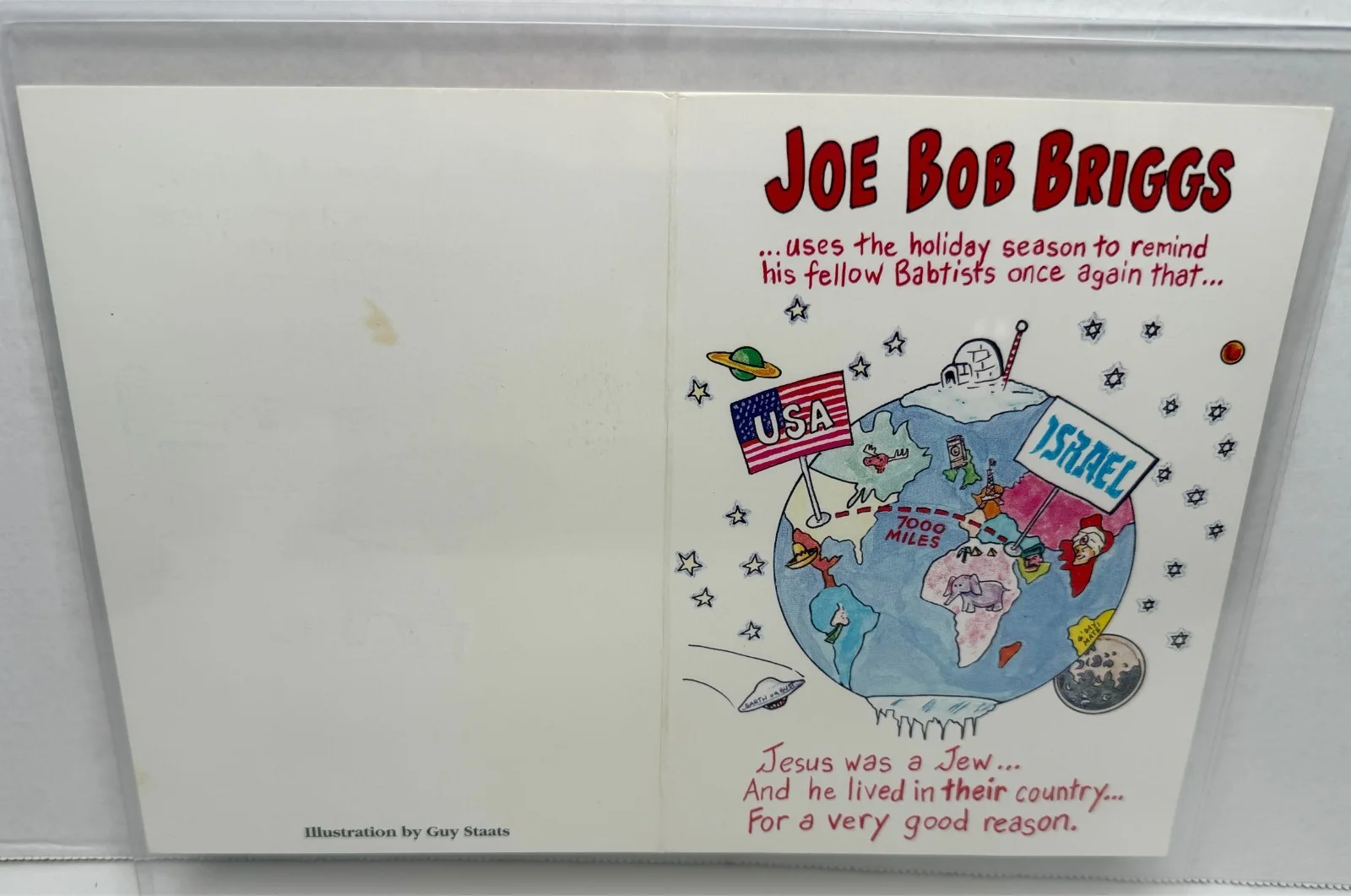 Joe Bob Briggs — Joe Bob Briggs Rare Artwork Christmas Card Guy Staats 1990's Horror Host Signed, изображение 2