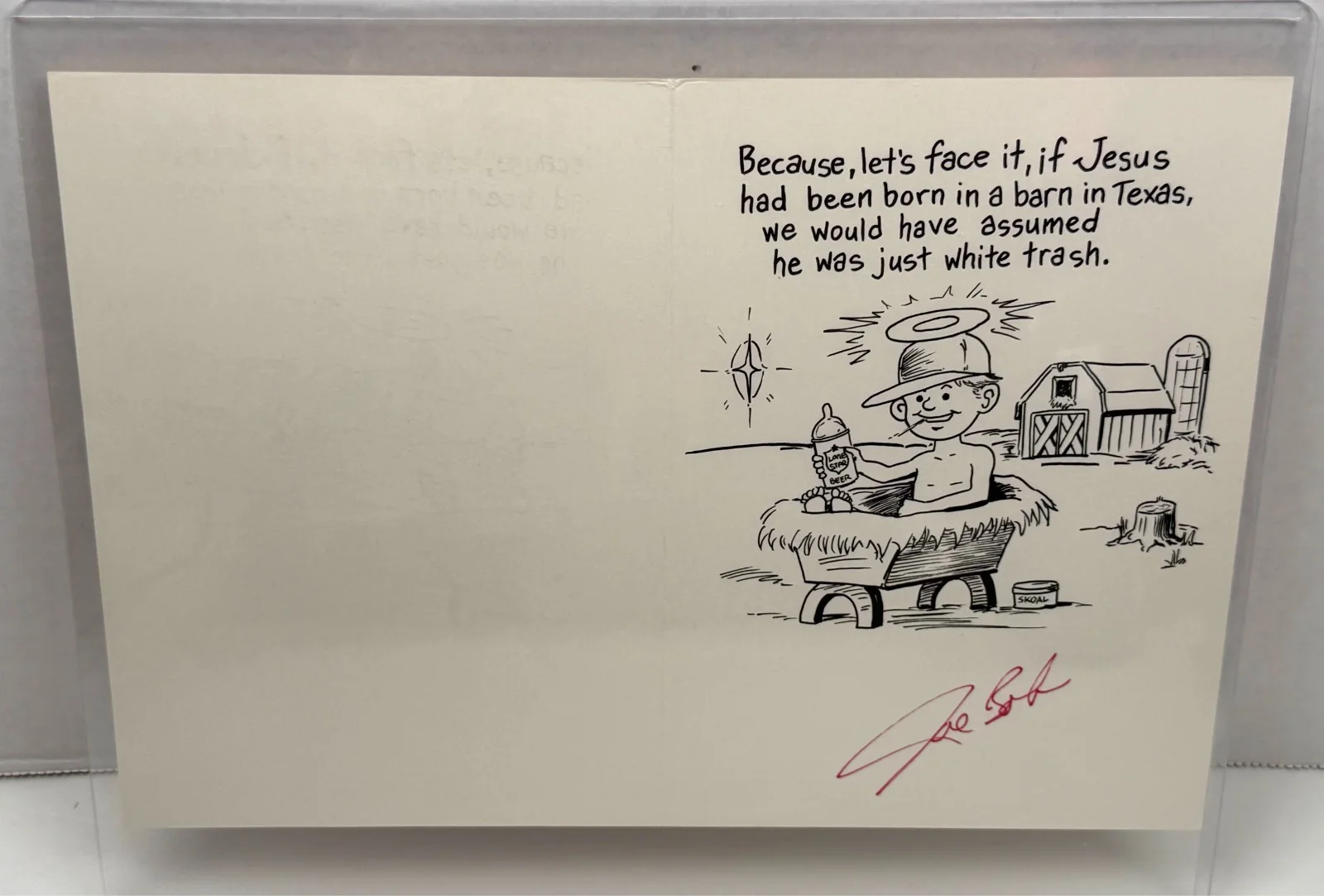 Joe Bob Briggs — Joe Bob Briggs Rare Artwork Christmas Card Guy Staats 1990's Horror Host Signed, изображение 3