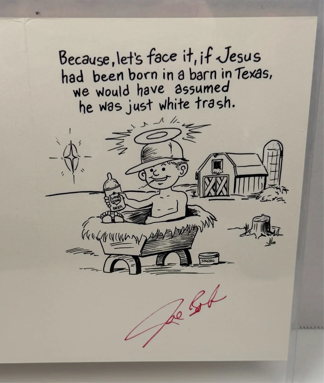 Joe Bob Briggs — Joe Bob Briggs Rare Artwork Christmas Card Guy Staats 1990's Horror Host Signed, изображение 5
