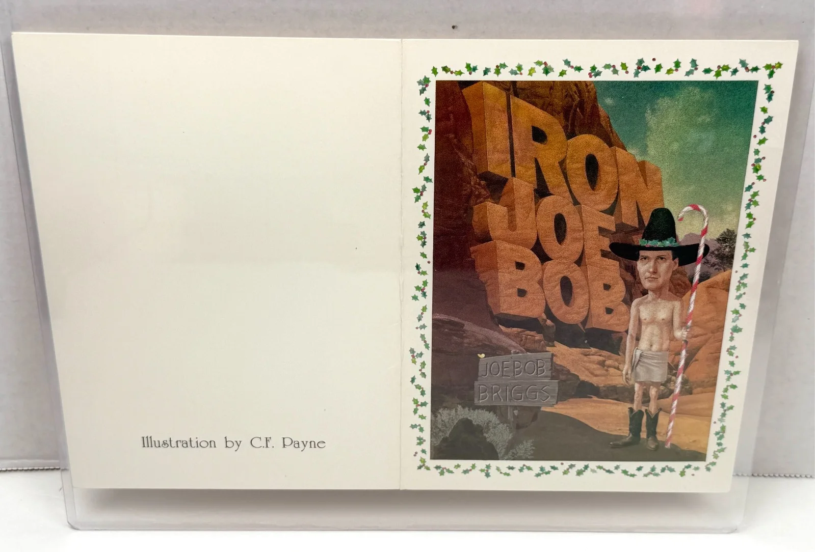 Joe Bob Briggs — Iron Joe Bob Rare Artwork Christmas Card C.F. Payne 1992 Horror Host Signed, изображение 2