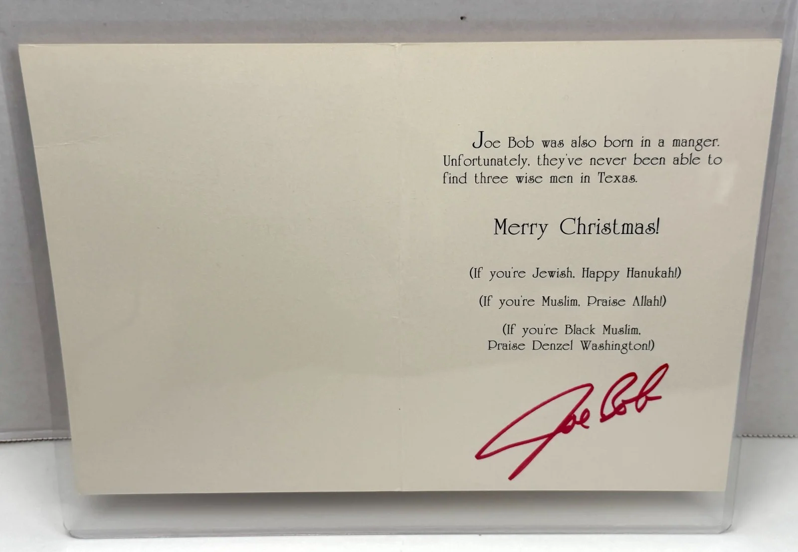 Joe Bob Briggs — Iron Joe Bob Rare Artwork Christmas Card C.F. Payne 1992 Horror Host Signed, изображение 3
