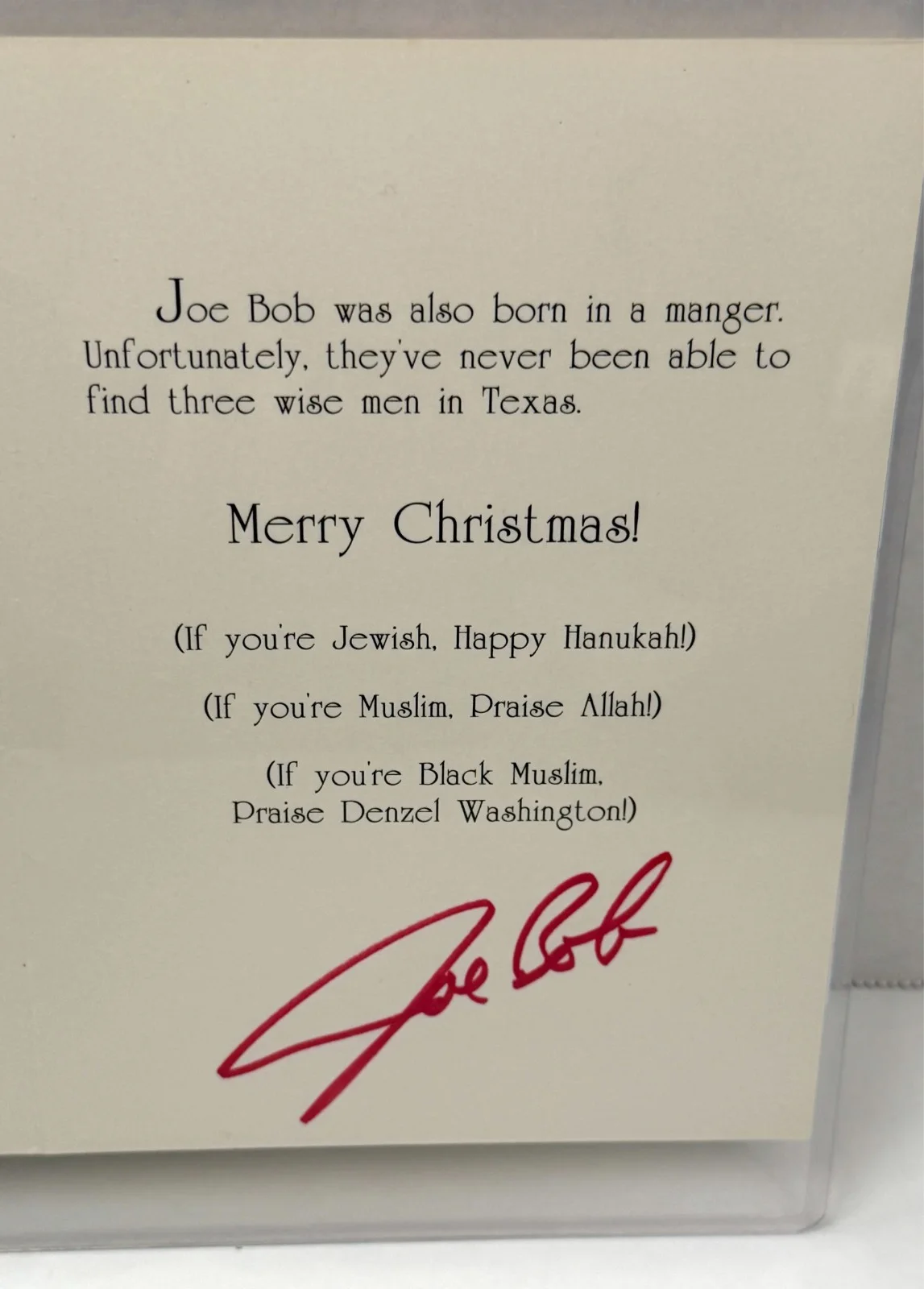 Joe Bob Briggs — Iron Joe Bob Rare Artwork Christmas Card C.F. Payne 1992 Horror Host Signed, изображение 5
