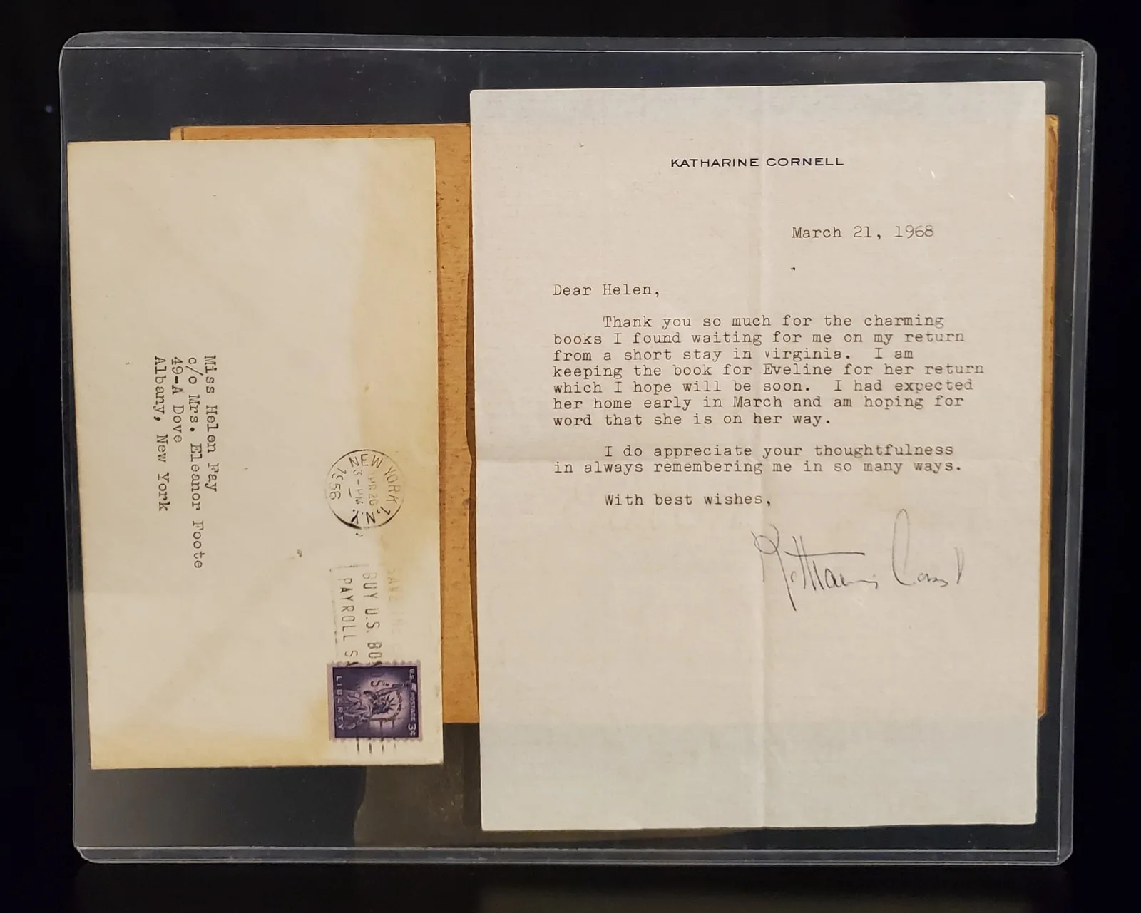 KATHARINE CORNELL STAGE ACTRESS SIGNED AUTOGRAPHED LETTER / ORIGINAL PHOTO, image 3