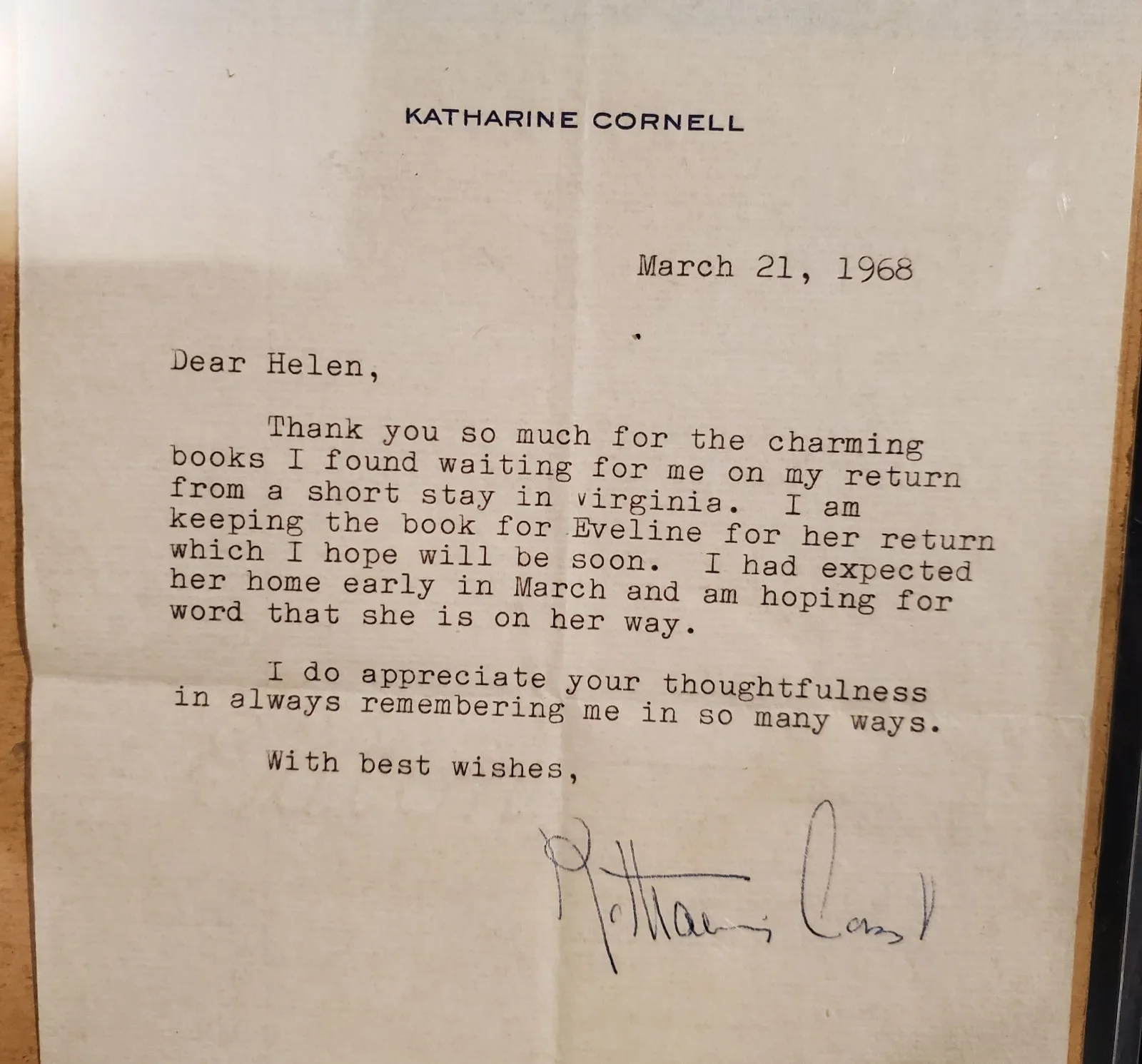 KATHARINE CORNELL STAGE ACTRESS SIGNED AUTOGRAPHED LETTER / ORIGINAL PHOTO, image 4