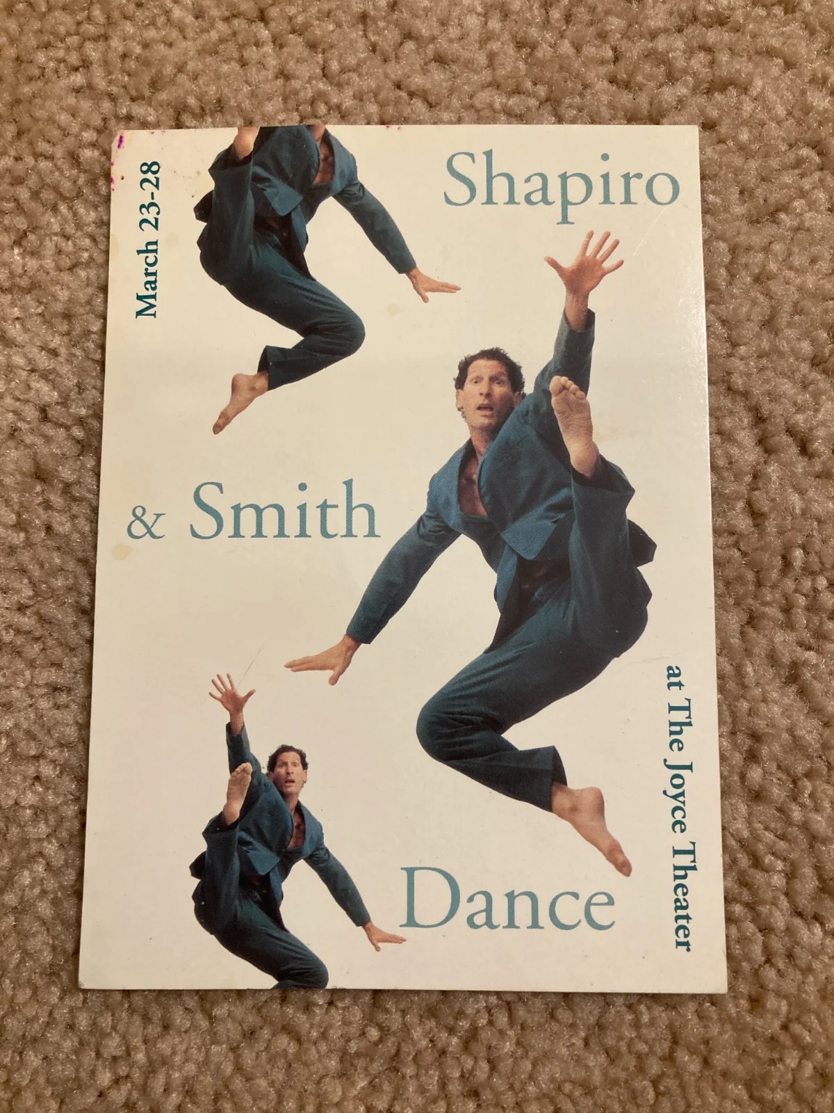Dan Shapiro, Joanie Smith — Dan Shapiro & Joanie Smith Dance Signed Autographed Postcard Joyce Theater, image 2