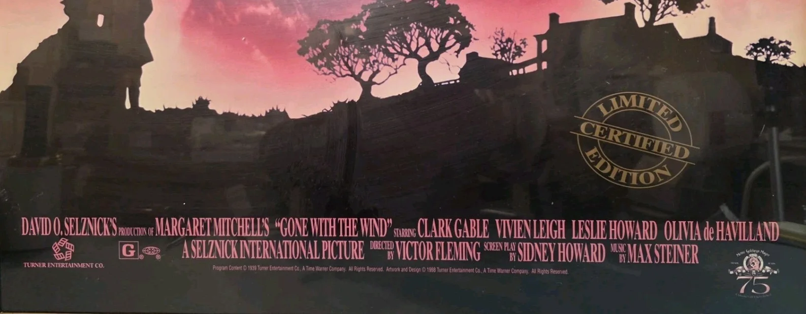 Gone With The Wind 1998 75th Anniv Cerified Limited Edition Poster Framed RARE, image 2