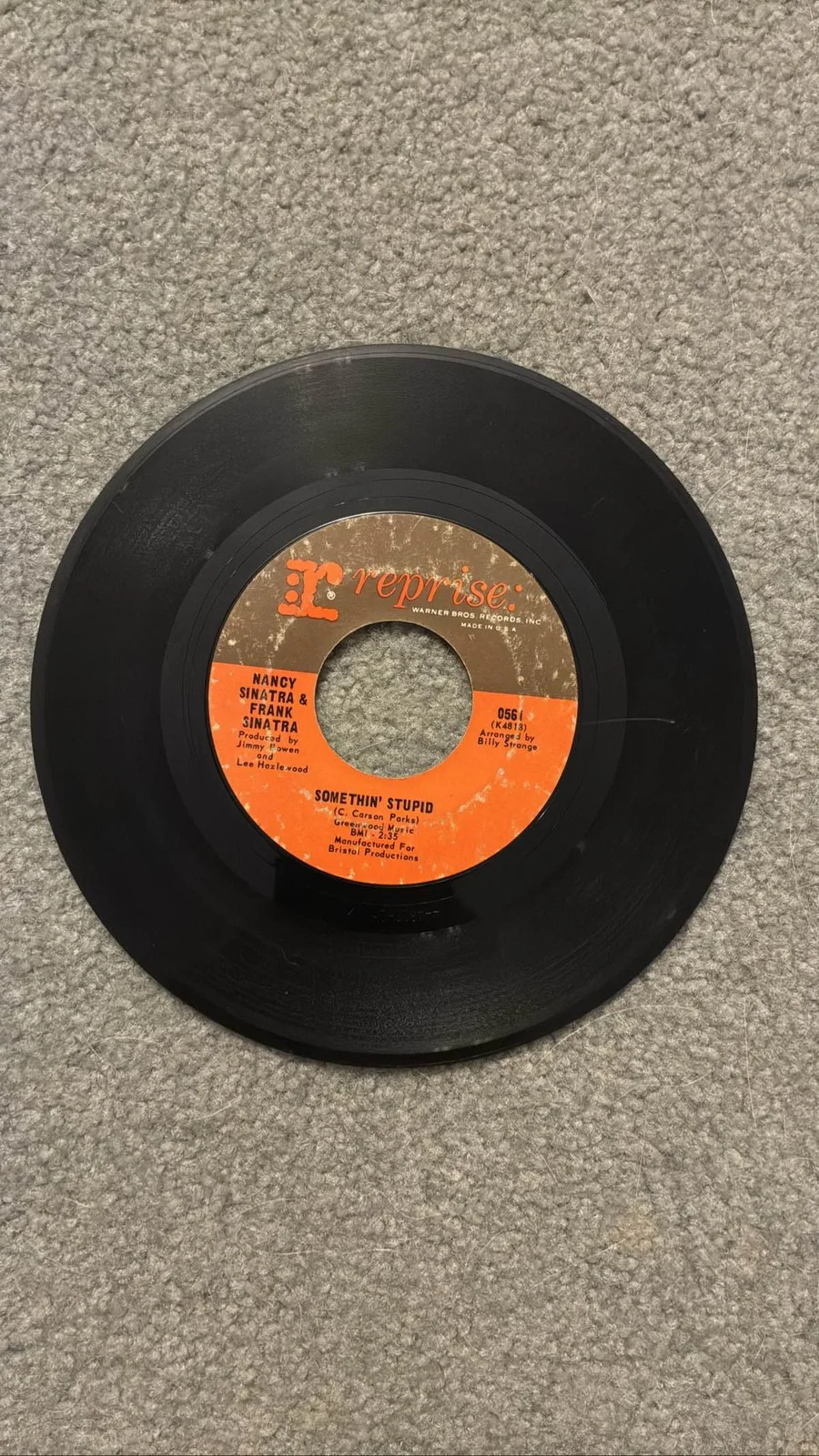 Frank & Nancy Sinatra Somethin' Stupid Give Her Love Reprise 45 RPM 7, image 2