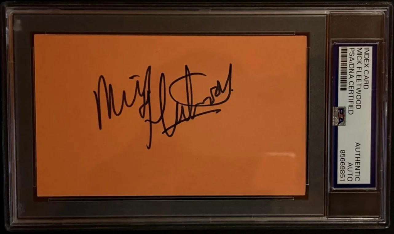 Mick Fleetwood — MICK FLEETWOOD SIGNED INDEX CARD ENCAPSULATED PSA DREAMS LANDSLIDE MAC'S B