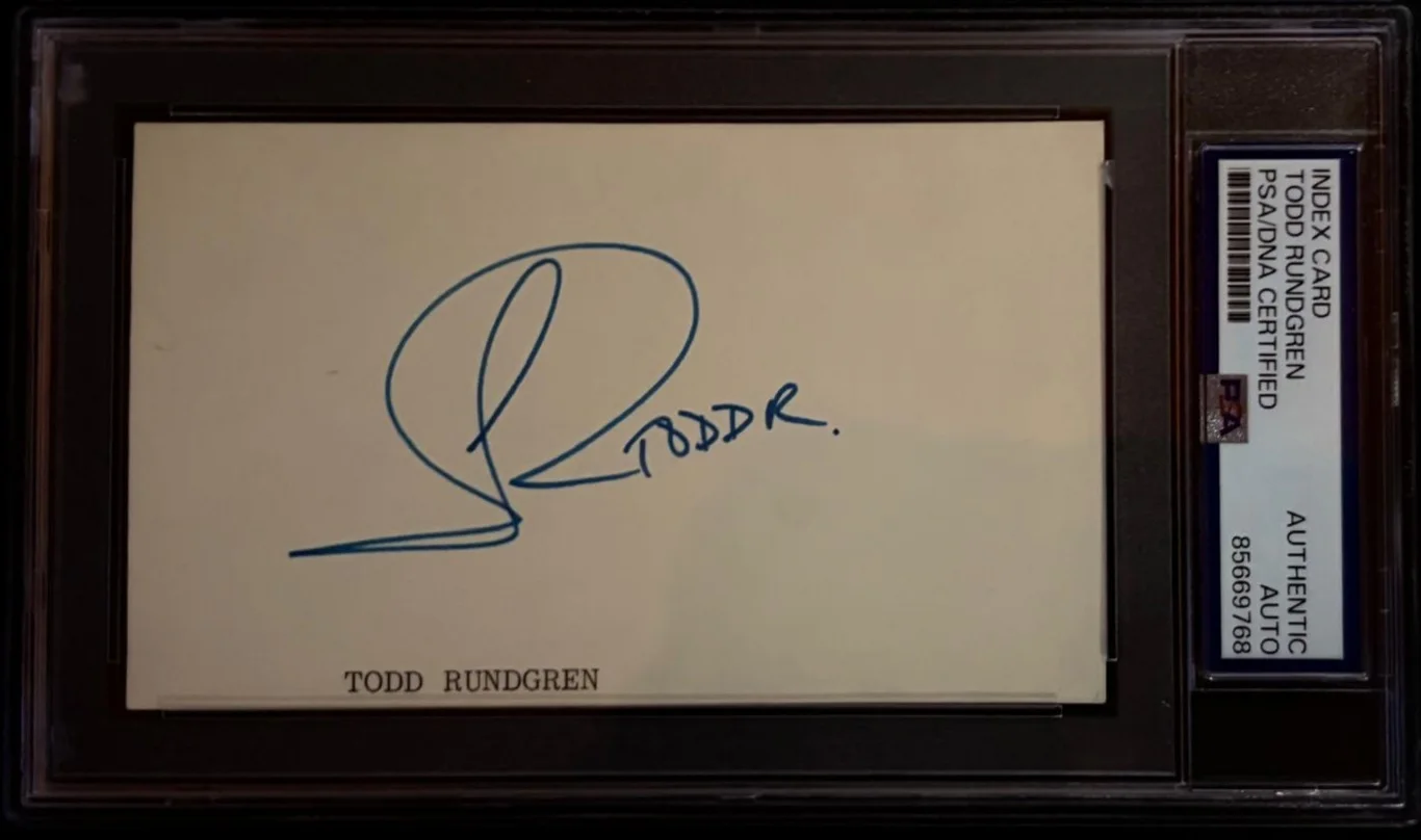 Todd Rundgren — TODD RUNDGREN SIGNED AUTOGRAPH INDEX CARD PSA ENCAPSULATED UTOPIA BAND VINTAGE C