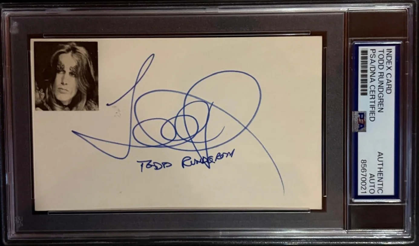 Todd Rundgren — TODD RUNDGREN SIGNED AUTOGRAPH INDEX CARD PSA ENCAPSULATED UTOPIA BAND VINTAGE B