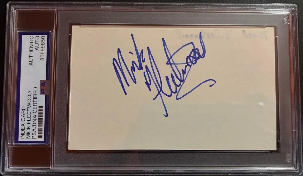 Mick Fleetwood — MICK FLEETWOOD SIGNED INDEX CARD ENCAPSULATED PSA DREAMS LANDSLIDE MAC C