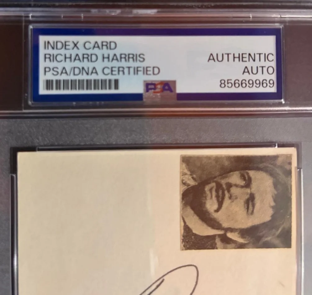 Richard Harris — RICHARD HARRIS SIGNED AUTOGRAPH INDEX CARD ENCAPSULATED PSA GLADIATOR CAMELOT C, image 3